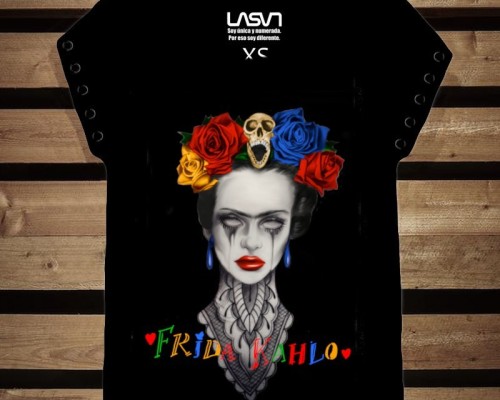 camiseta-de-mujer-frida-oversize-negra