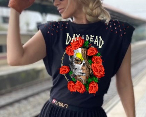 camiseta-de-mujer-roses-negra